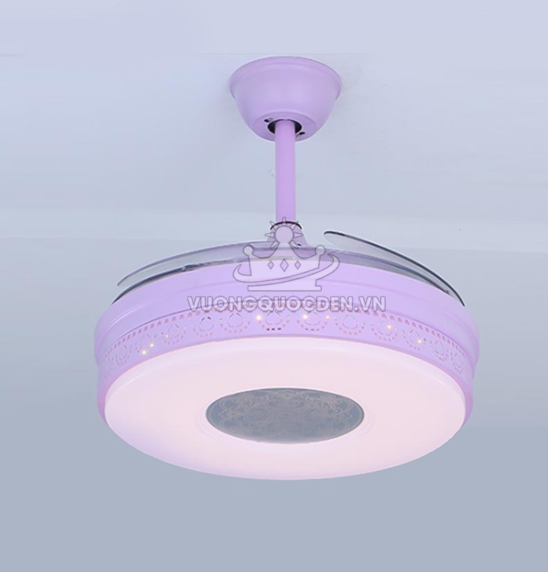 Đèn quạt trần cao cấp màu tím lãng mạn JC8338-2
